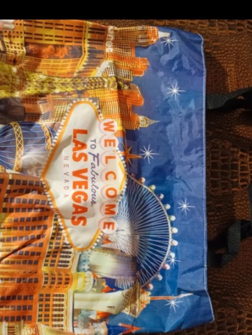 Las Vegas Scenic Reusable Tote Bag - Blue & Orange